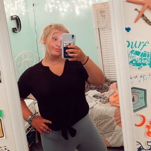 Gaze Black Waffle Tie Crop Top